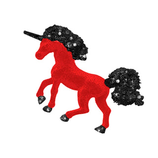 Елочная игрушка "Единорог" красный 16см пластик флок 253242