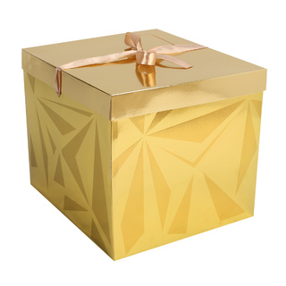 Коробка подарочная "Грани.Золотая" квадрат 22*22*22см сборная 242511 Кокос