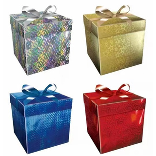 Коробка подарочная "Голография" квадрат 30*30*30см сборная ассорти 253897 Кокос