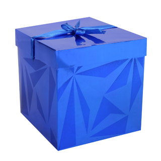 Коробка подарочная "Грани.Синяя" квадрат 22*22*22см сборная 242507 Кокос
