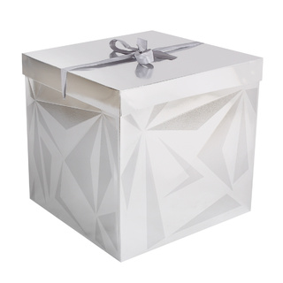 Коробка подарочная "Грани.Серебряная" квадрат 22*22*22см сборная 242513 Кокос