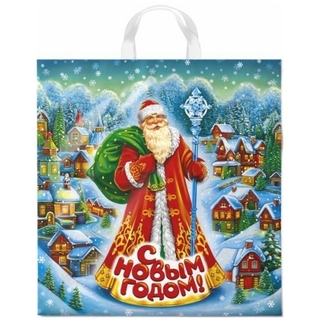 Пакет 40*42 "НГ.Село Морозово" 45мкм с петл.ручкой (цена за уп 25шт) ПТЛ62913()Цена 1шт15,64