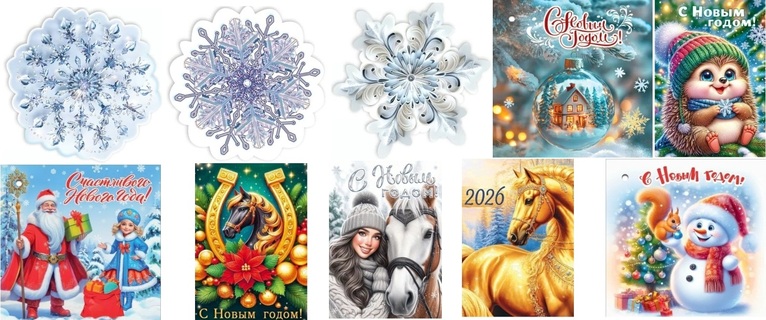 Открытка мини "Новый год"  №060/063/065
