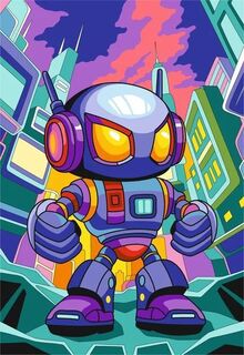 Картина для рисования по номерам для малышей "Нео-робот" 20*30см на холсте Рхд-047