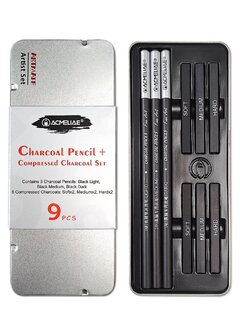 Набор карандашей угольных "ACMELIAE" в металлич. футляре 9 предметов C0009