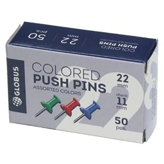 Кнопки-гвоздики  50шт "Глобус" цветные КС-50Ц