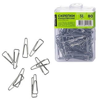 Скрепки 31мм 80шт "Глобус" оцинкованные треугольные пласт.упаковка С31-80Ц
