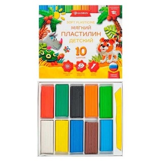 Пластилин 10 цв "Глобус" 150гр мягкий ПЛ10Д