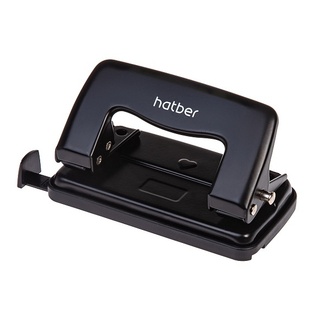 Дырокол  12л "Hatber.Record" металл с линейкой черный DP_092223