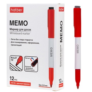 Маркер "Hatber.Мемо" с магнитом и стирателем для белых досок 2мм красный WB_088768