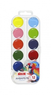 Краски  акв 12 цв "Глобус" пластик КАМ-12