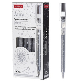 Ручка гелевая "Hatber.Aura/Аура" серебряная 0,8мм GP_091118