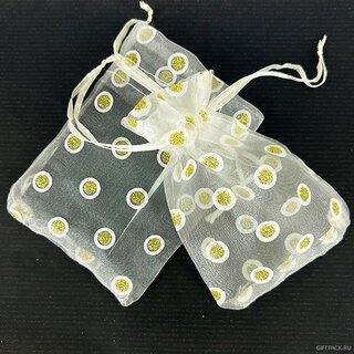 Мешок из органзы 15*20 Золотые точки на белом 10384-М23