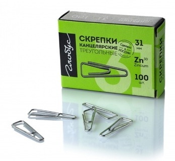 Скрепки 31мм 100шт Globus оцинкованные треугольные С31-100Ц 323674