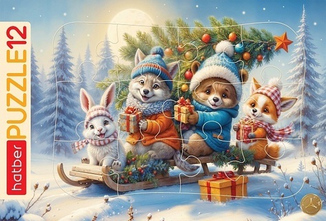 Пазлы Хатбер   12эл в рамке "Зимние забавы" А4 30*20см 12ПЗ4_35197