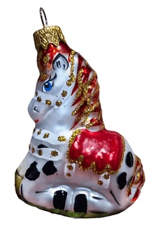 Елочная игрушка "Символ года.Новогодняя лошадка" 10см стекло ФУ-453/1