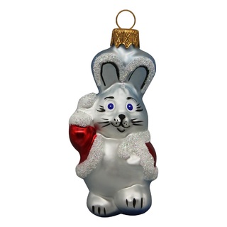 Елочная игрушка "Зайчик" 9см стекло ФУ-549