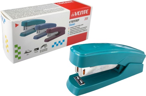 Степлер №24/6, 26/6 20л "deVente.Trend" пластик изумрудно-бирюзовый 4142508