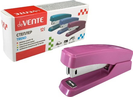 Степлер №10 12л "deVente.Trend" пластик брусничный 4142507