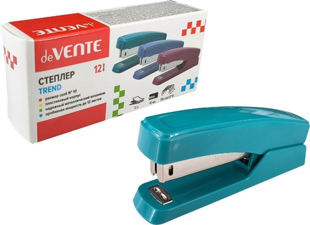 Степлер №10 12л "deVente.Trend" пластик изумрудно-бирюзовый 4142505