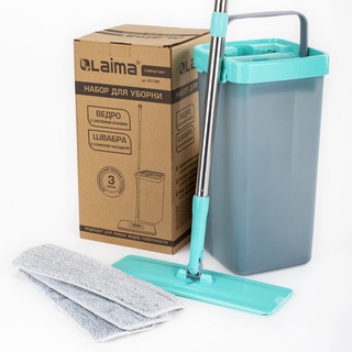 Комплект для уборки "LAIMA.Compact Mop" ведро 9л/7л двухкамерн. с отжимом 3 насадки 607389