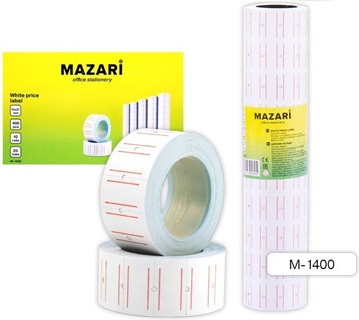 Лента - ценник  21*12  400 шт белые Mazari M-1400 (для этикет пистолета)