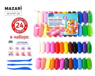 Пластилин легкий 24 цв Mazari прыгающий,не тонущий 12гр M-4197-24