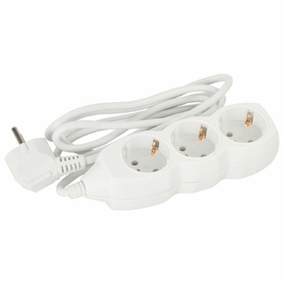 Удлинитель сетевой SONNEN U-131G 3 розетки c заземлением 10 А 1,8 м белый 511431 (под заказ)