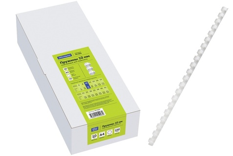 Пружина для брошюратора пластик 10мм "OfficeSpace" (100шт) белые PC7003 222443