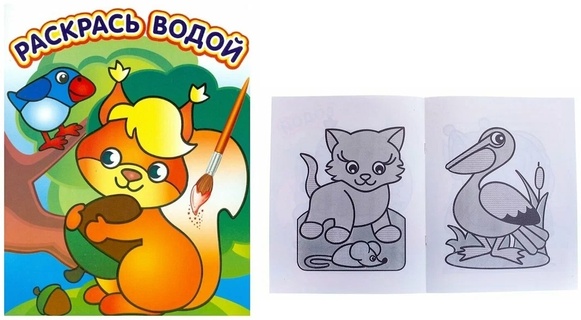 Раскраска "Водная.Белочка с орешком" А4 8стр ВРА-213 (5084) Атберг