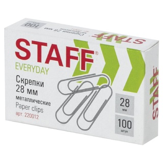 Скрепки 28мм 100шт "Staff.Everyday" никелир 220012