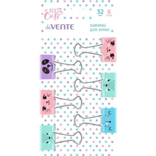 Зажим канц  32мм "deVente.100% Cute" 4131201 (ЦЕНА ЗА НАБОР)