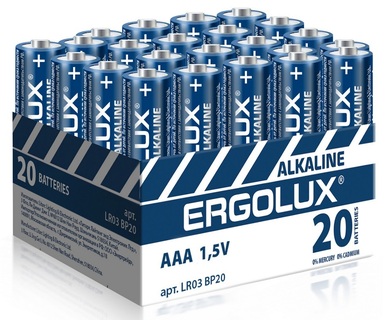 Батарейка Ergolux LR 03 BP20 20Box алкалиновая 14674