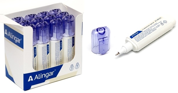 Корректирующая ручка "Alingar" 16мл AL6003