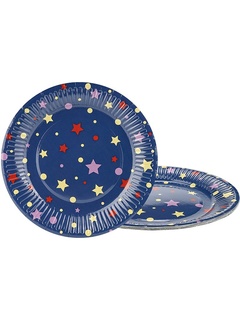 Тарелки "Звездочки и конфетти" бумажные d23см (6шт в уп) ТБ-2131