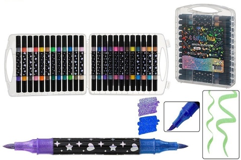 Набор маркеров акриловых  24шт "Basir.С блестками" двухстор 1/4мм МС-7761-24