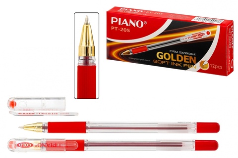 Ручка шариковая "Piano" (аналог MC-GOLD) красная на масляной основе 0,5мм РТ-205-12 (851)