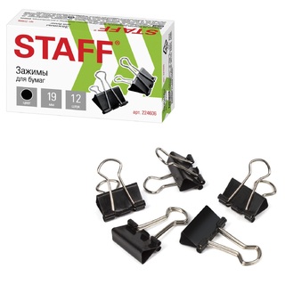 Зажим канц  19мм "STAFF.Everyday" черные 224606