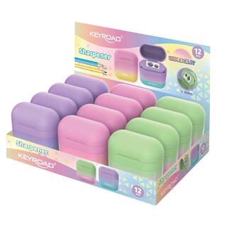 Точилка "KEYROAD.Iridescent" 2 отверстия с контейнером KR973395
