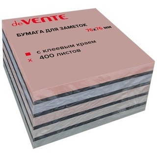 Блок для записи "deVente.sigNature" 76*76 цветной пастель+черный склейка 400л 2010511