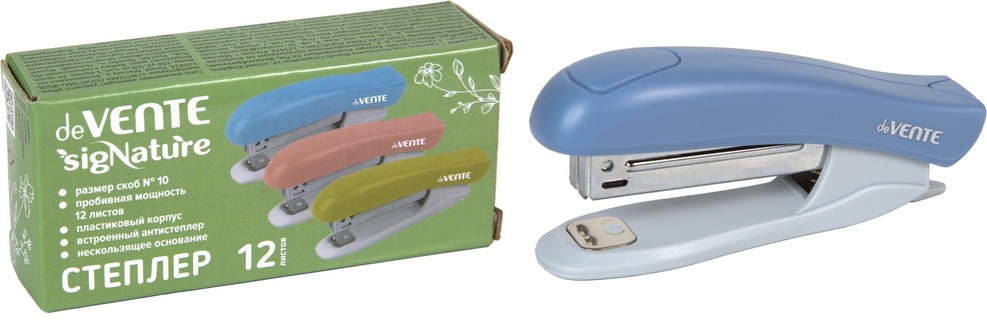 Степлер №10 12л "deVente.sigNature" пластик сумеречно/синий 4142511