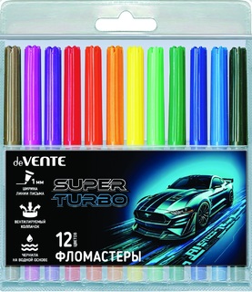 Фломастеры 12цв "deVente.Super Turbo" вентелир.колпачки 5081631