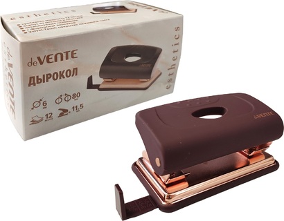 Дырокол  12л "deVente.Esthetics" бургунди пластик с линейкой 4020515