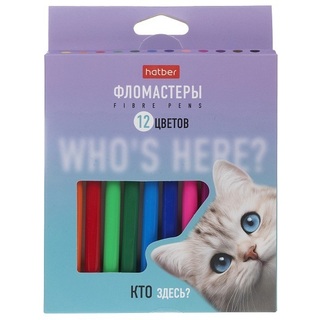 Фломастеры 12цв "Кто здесь?" FP_094113 Hatber