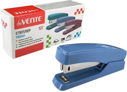 Степлер №10 12л "deVente.Тренд" пластик пепельно-синий 4142506