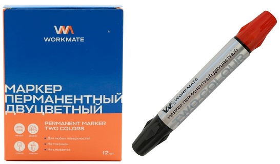 Маркер двухсторонний "Workmate.Двухцветный" черный/красный 1,5-3мм 15-4841