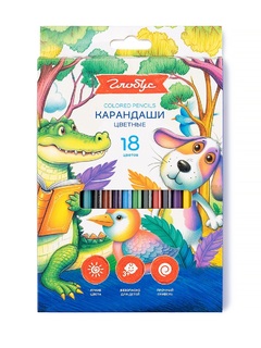 Карандаши 18 цв "Глобус.Веселые зверята" дерево КЦ18 (5410)