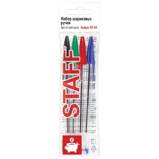 Набор  4 шариковых ручек "Staff.Basic Budget BP-04" 0,5мм 143872