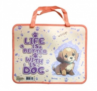 Папка для тетрадей А4 ПМ-А4-26 "Щенок Чарли" пластик+ткань 7см 1отд молния с ручками