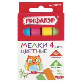 Мел цветной набор  4цв "Пифагор" 221977